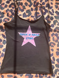Oasis rock n roll star pink leopard print heart black tank top! 🩵🎸