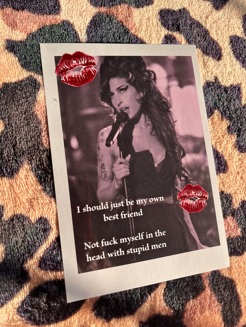 Amy winehouse vintage style poster with lipstick stains! 💋📷