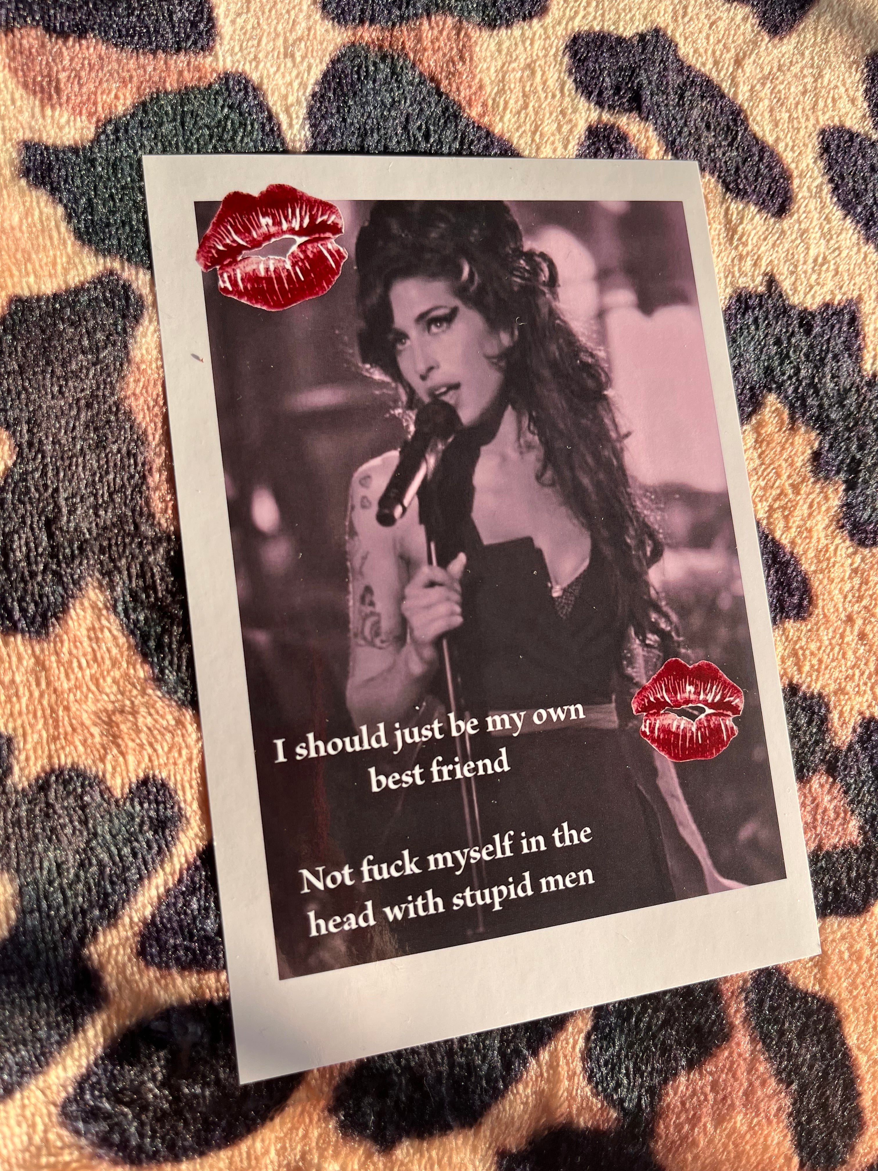 Amy winehouse vintage style poster with lipstick stains! 💋📷