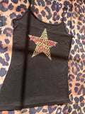 Oasis rock n roll star leopard print star black tank top! 🐆💋