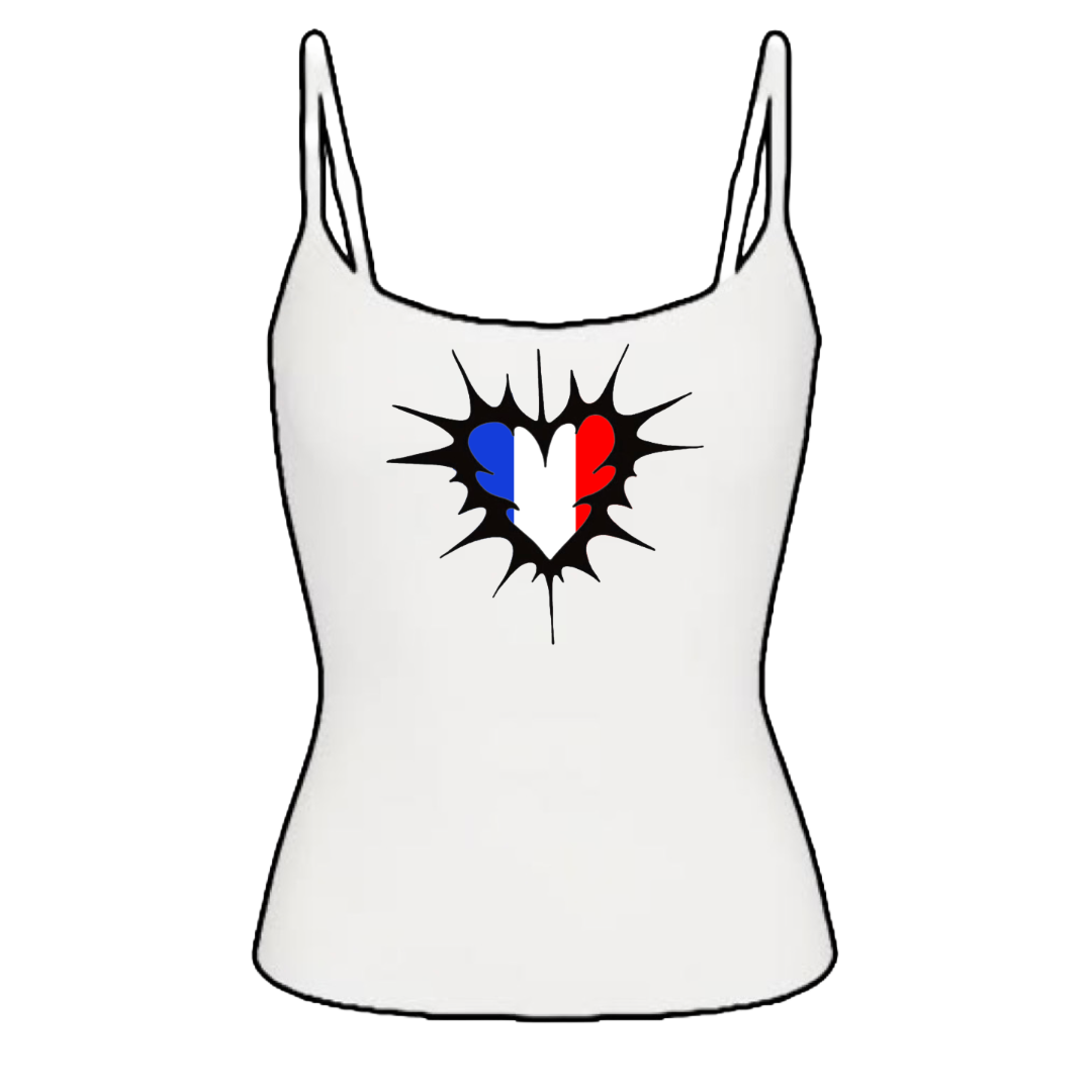 France heart tank top white
