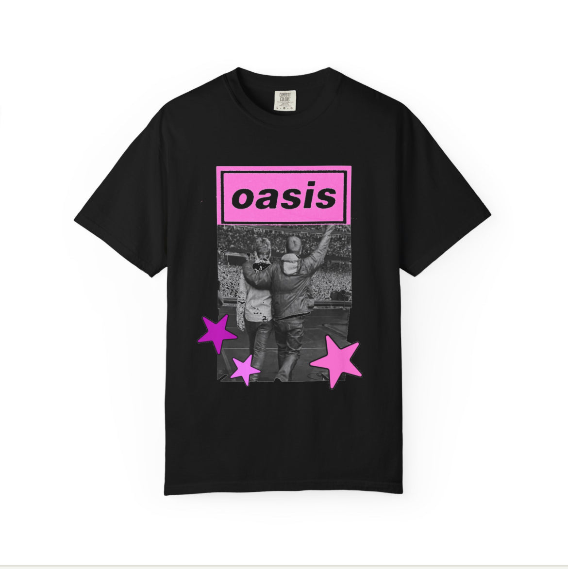 Oasis live ‘25 pink stars shirt black! 💕🎶