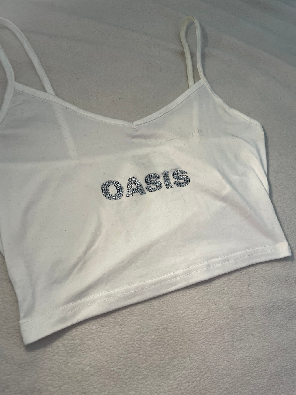 Oasis rhinestone white tank top!