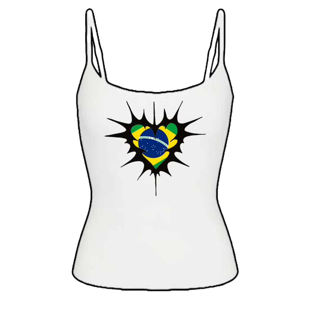 Brazil heart tank top white
