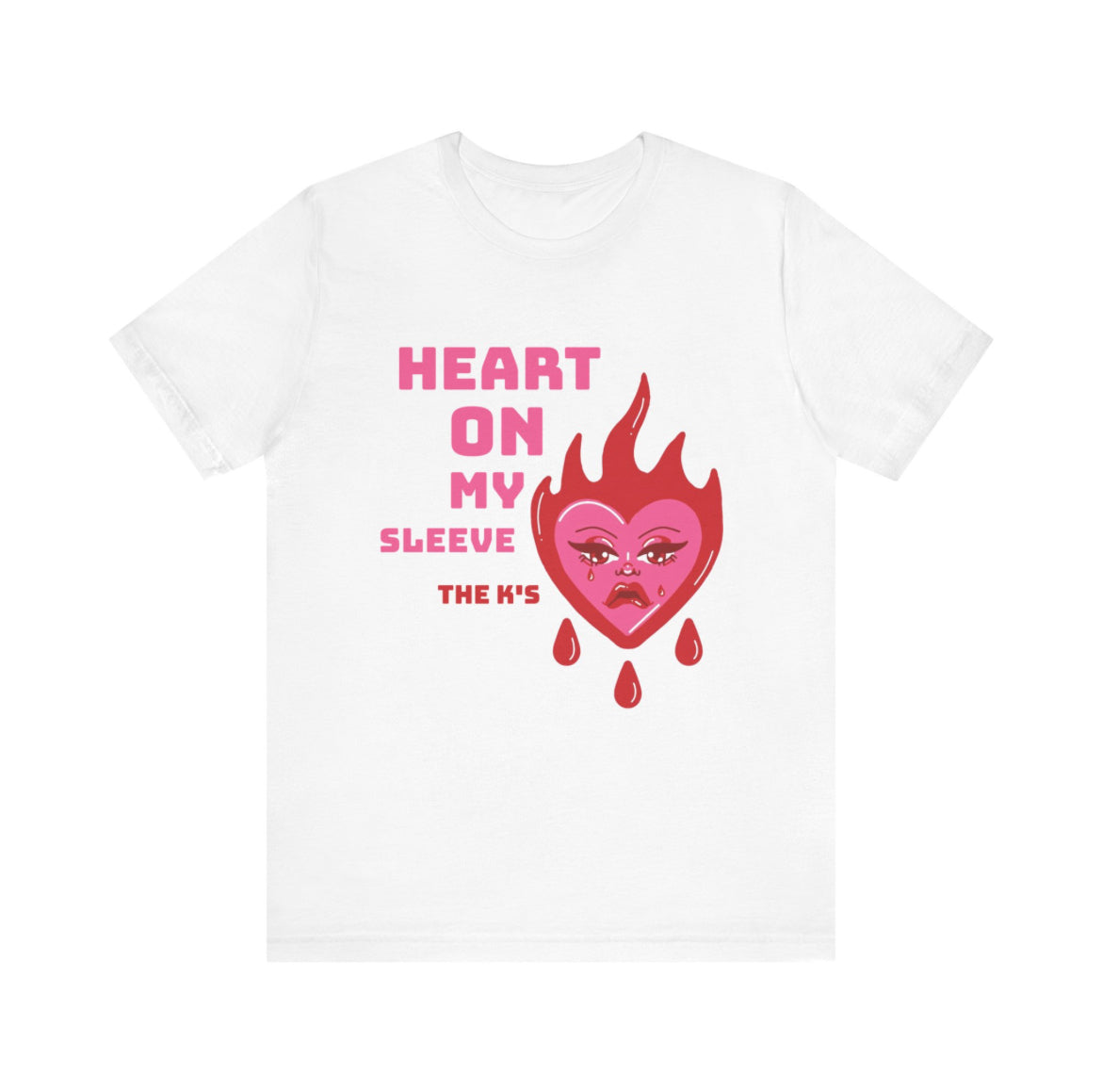 The Ks heart on my sleeve in pink white shirt! 💕