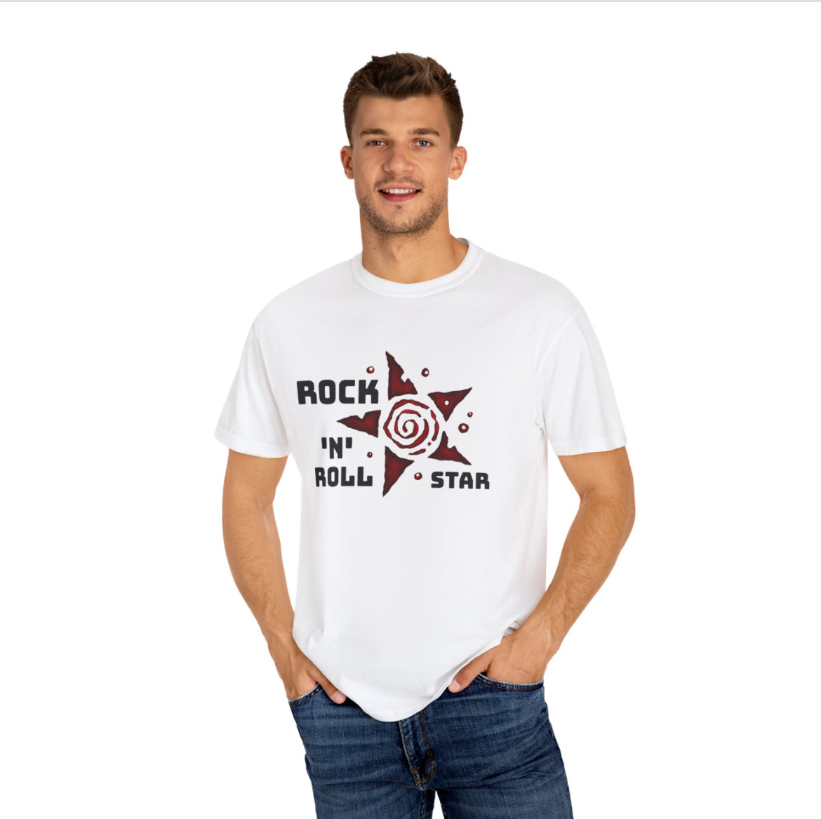 Rock n roll star in red white Shirt! 🎸🌟