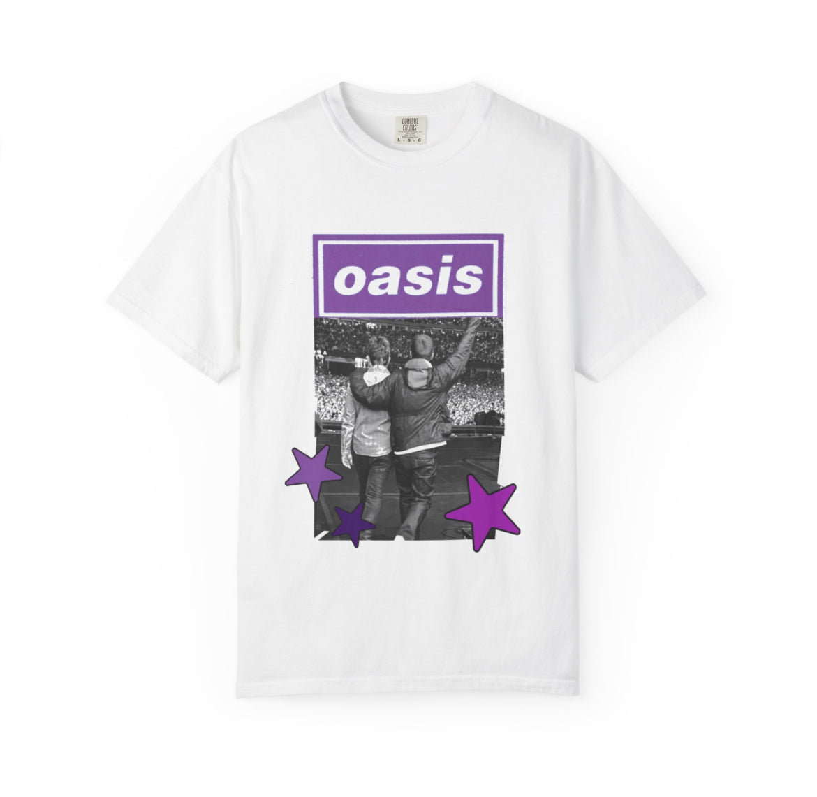 Oasis live ‘25 purple stars shirt white! 💜🌟