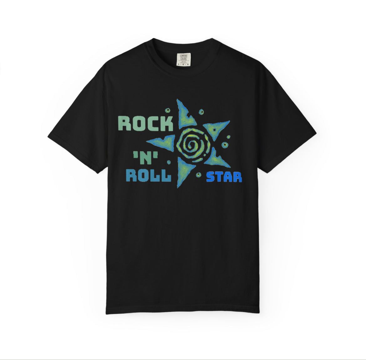 Rock n roll star in blur black shirt! 💙🎸