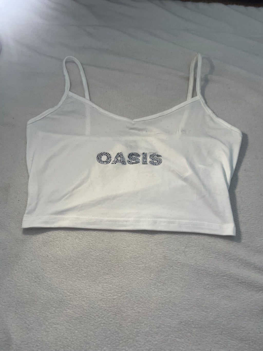 Oasis rhinestone white tank top!
